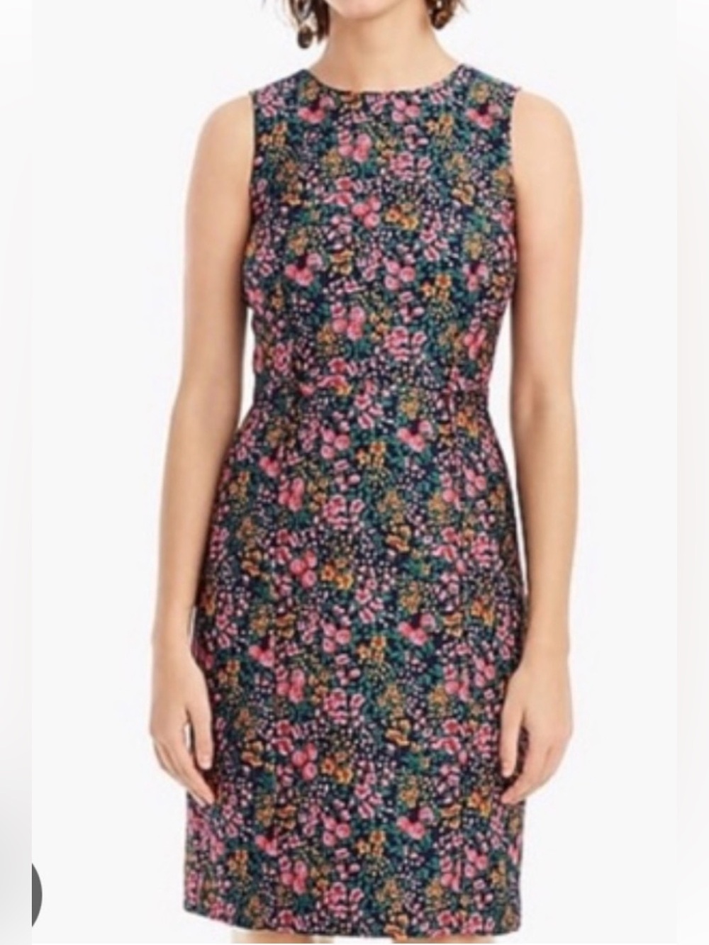 J. Crew Navy Botanical Floral Jacquard Sheath Dress Size 00